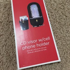 CD visor with cell phone holder